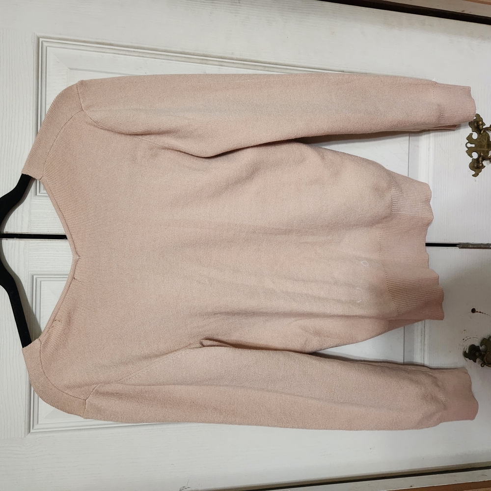 Joan Vass Cream V-Neck Sweater - Picture 7 of 8